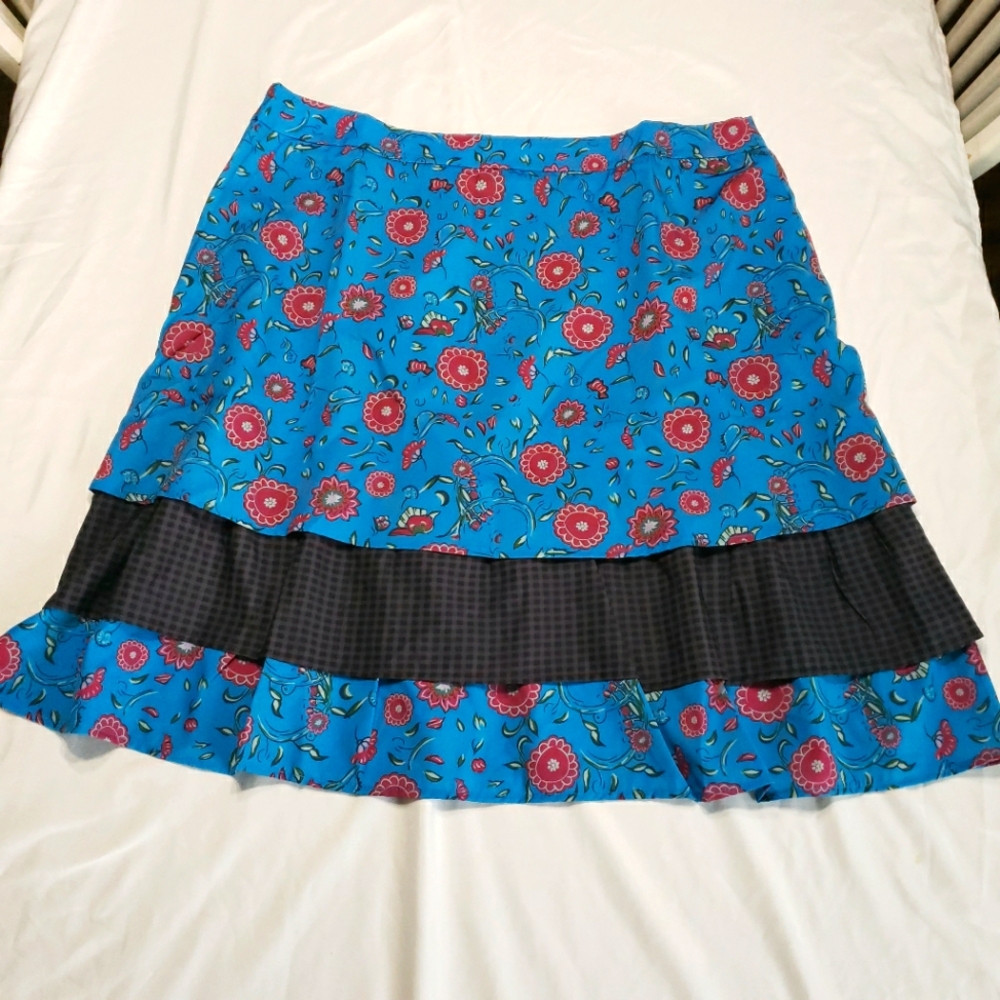 MISSLOOK Blue Brown A-Line Knee-Length Skirt